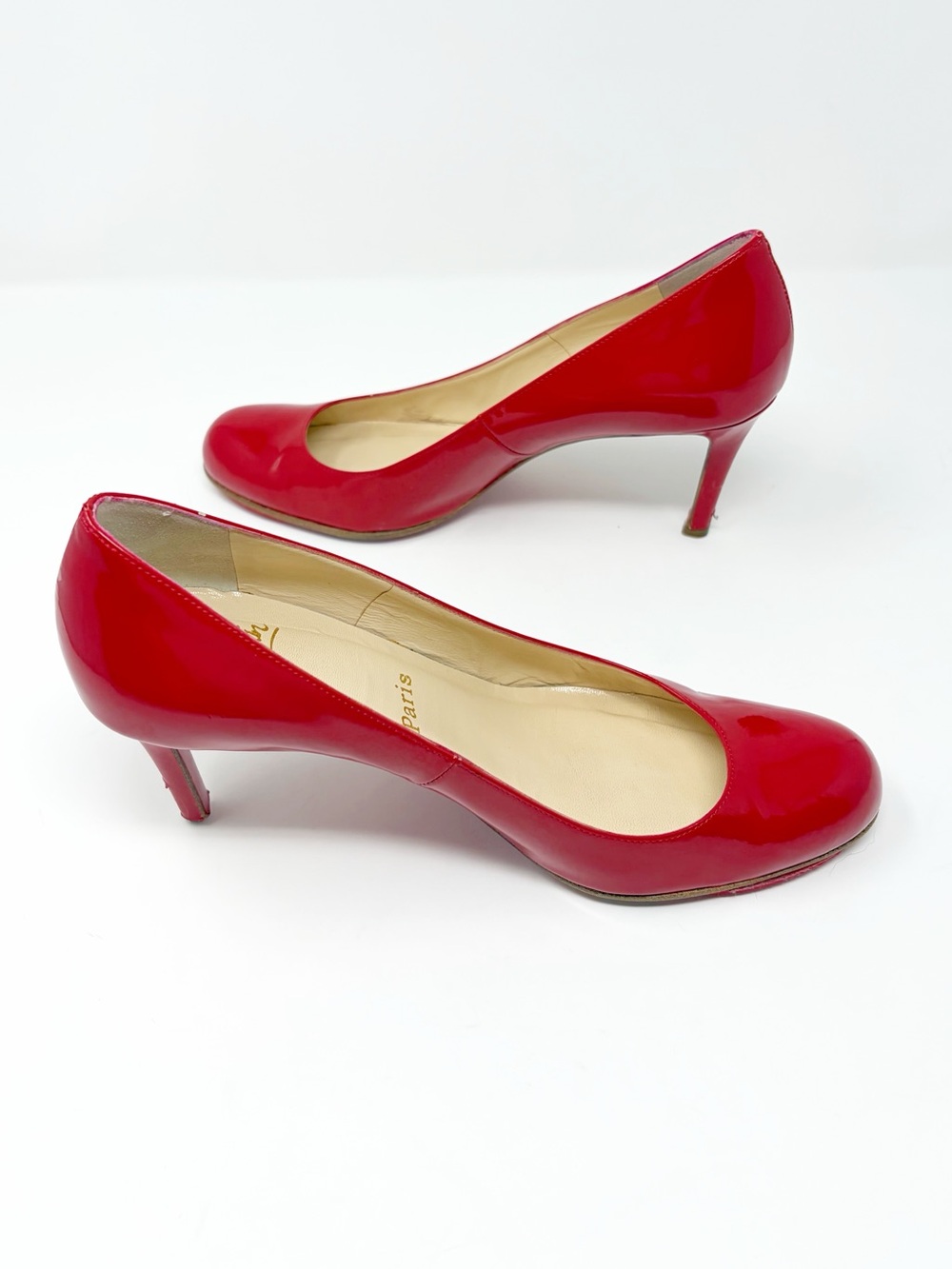 Christian Louboutin Red Patent Leather Women's Pumps 37.5 - Picture 7 of 11